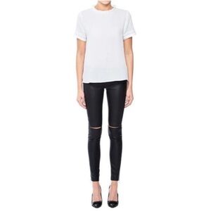 Anine Bing lamb leather leggings knee slit side zipper black